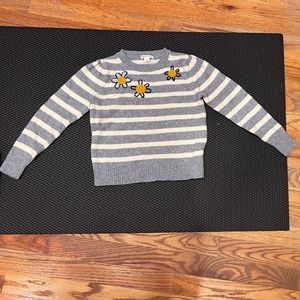 J. Crew/Crewcuts Floral Striped Sweater - Size 6-7